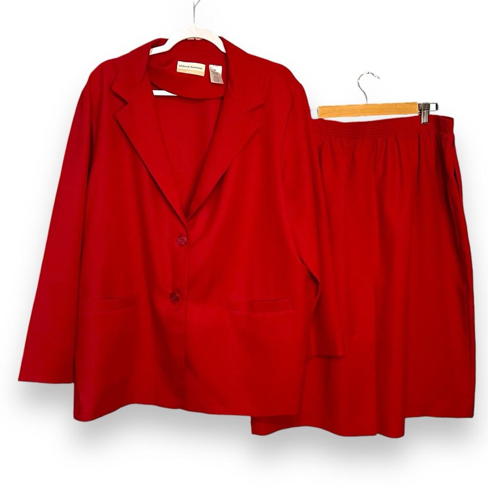 Alfred Dunner Two Piece Skirt Set Womens 20W Red Business Formal Holiday Pockets